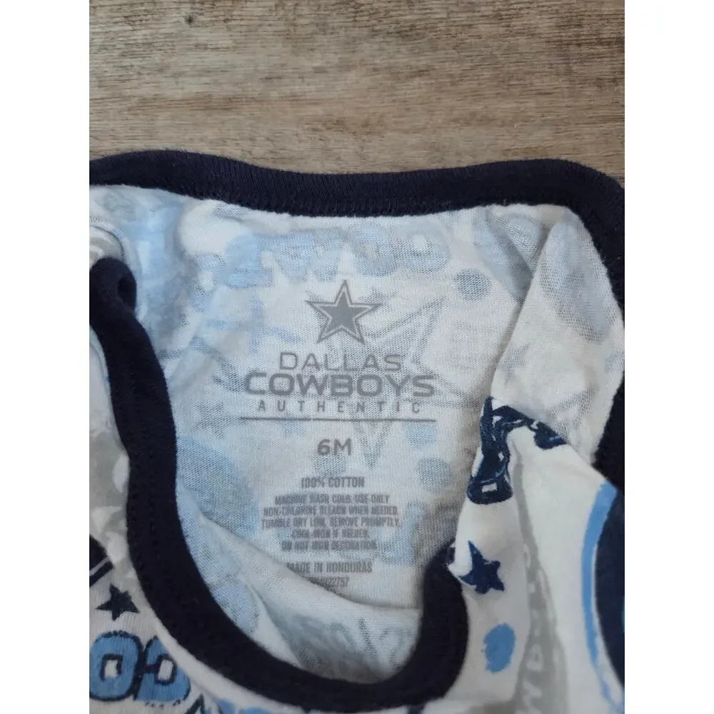 Dallas Cowboys Baby Bodysuits 6M Lot 2 Pack Infant Short Sleeve Creeper NFL